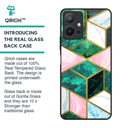 Seamless Green Marble Glass Case for Vivo T1 5G