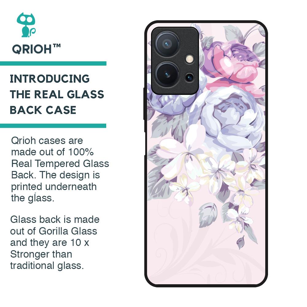Elegant Floral Glass Case for Vivo T1 5G