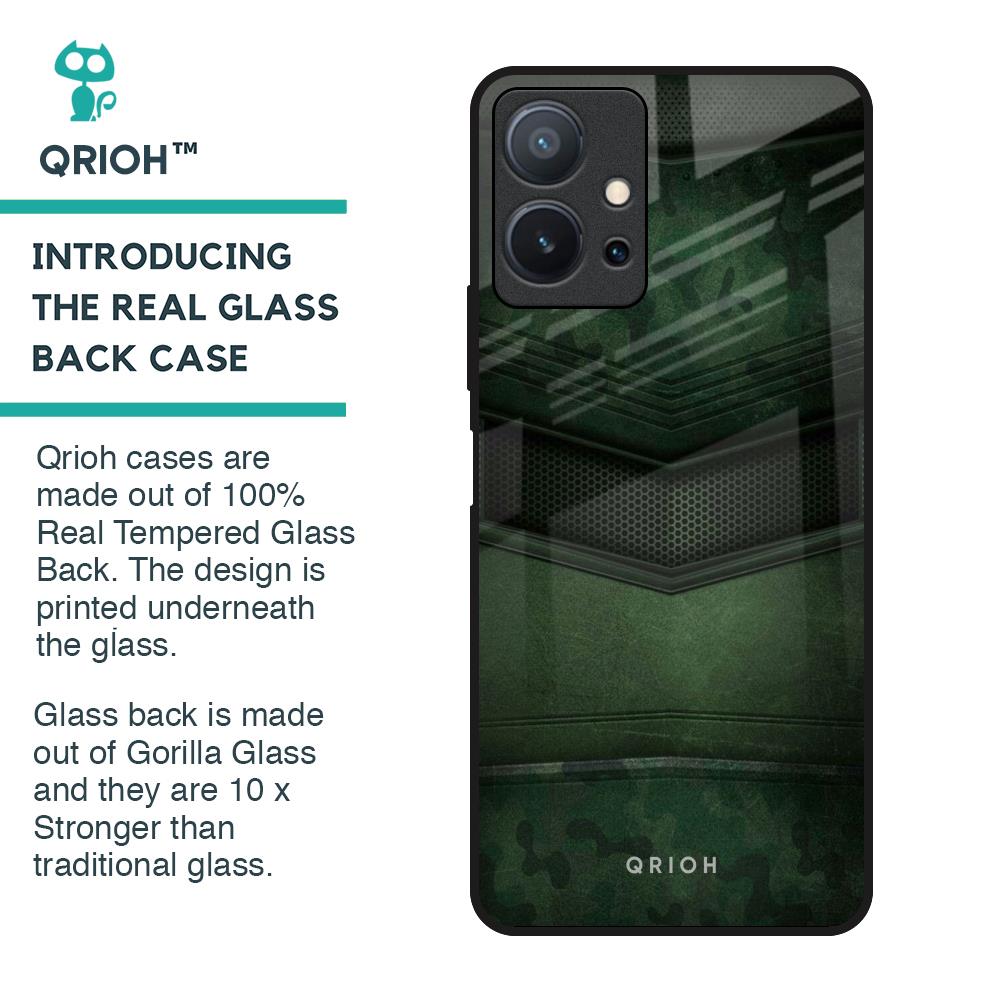 Green Leather Glass Case for Vivo T1 5G