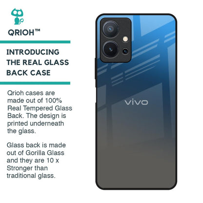 Blue Grey Ombre Glass Case for Vivo T1 5G