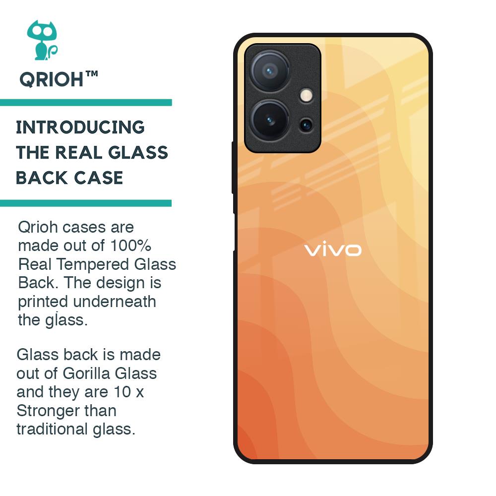 Orange Curve Pattern Glass Case for Vivo T1 5G