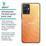 Orange Curve Pattern Glass Case for Vivo T1 5G