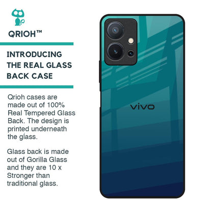 Green Triangle Pattern Glass Case for Vivo T1 5G