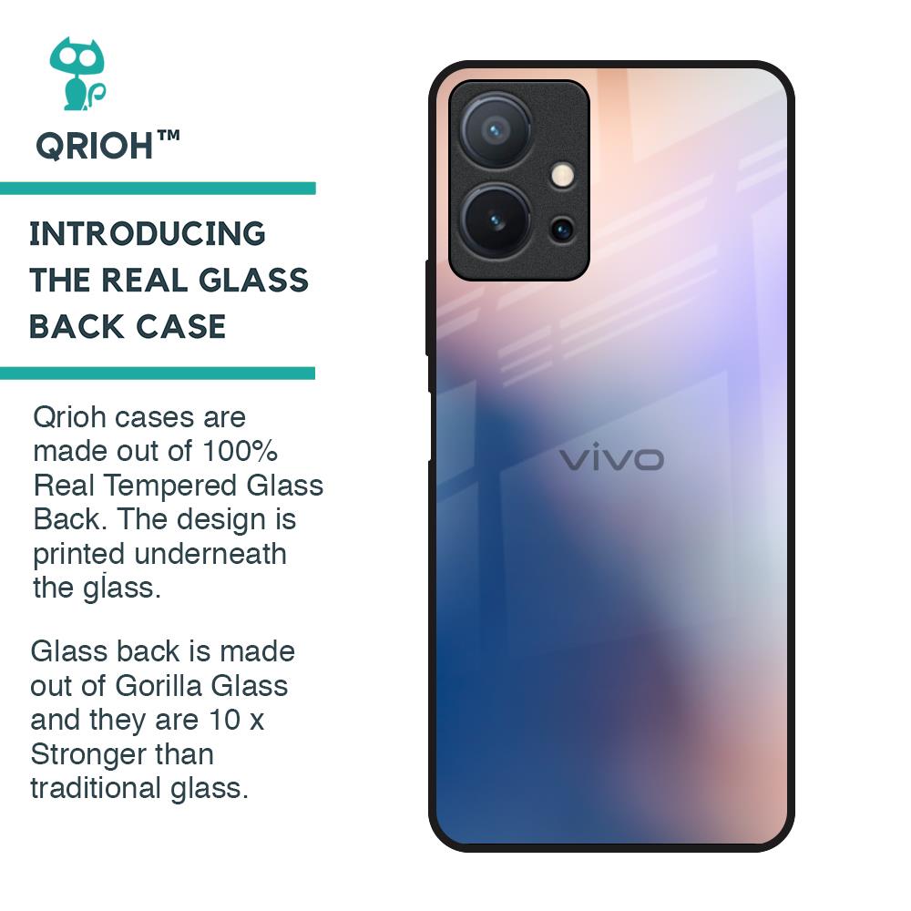 Blue Mauve Gradient Glass Case for Vivo T1 5G