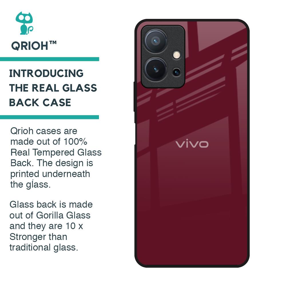 Classic Burgundy Glass Case for Vivo T1 5G