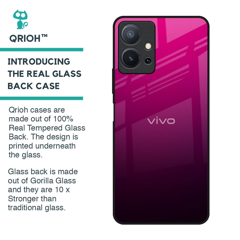 Purple Ombre Pattern Glass Case for Vivo T1 5G