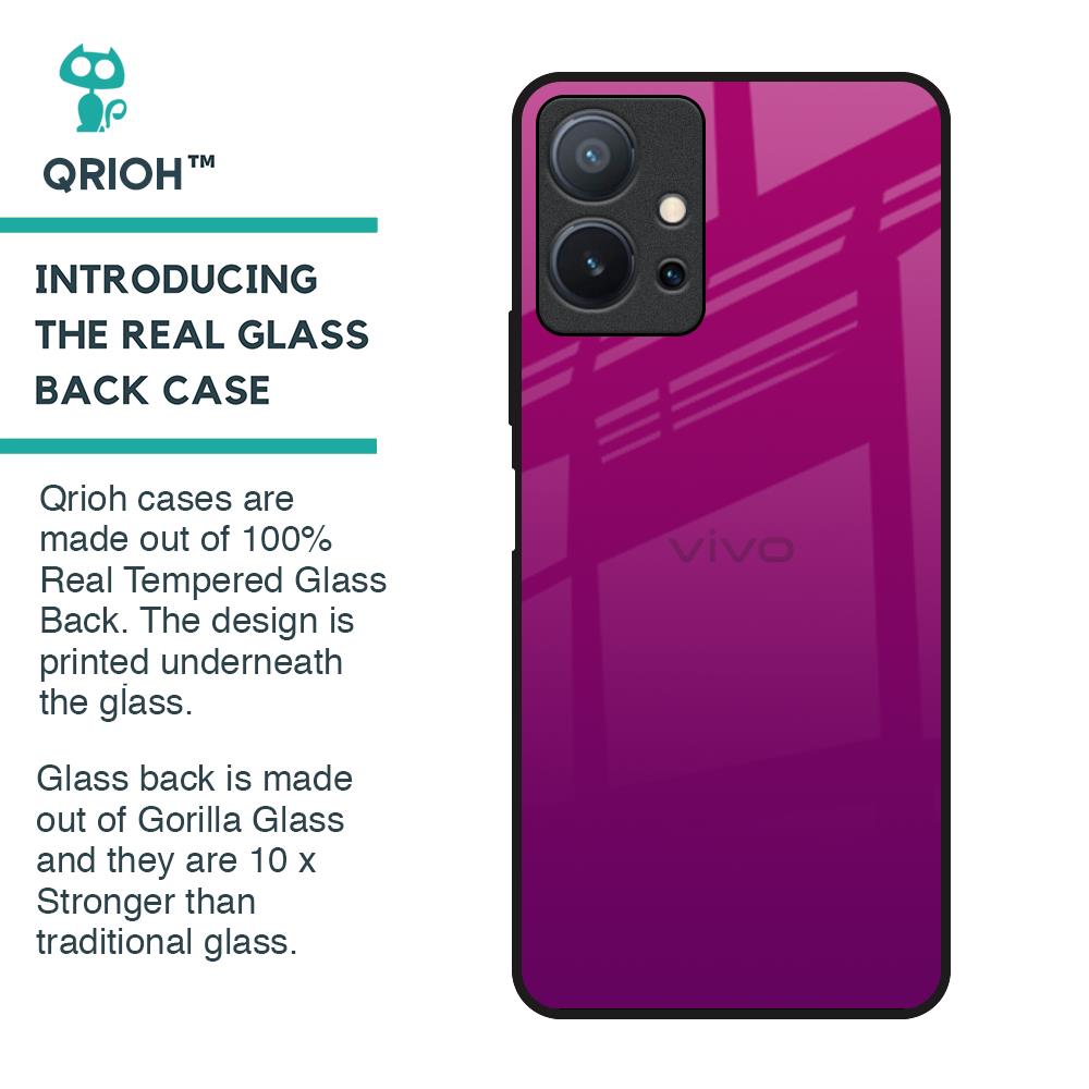 Magenta Gradient Glass Case For Vivo T1 5G