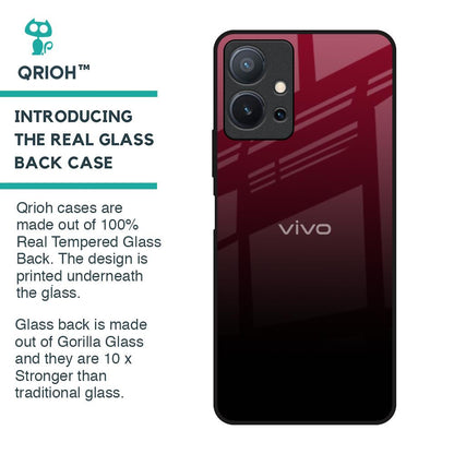 Wine Red Glass Case For Vivo T1 5G
