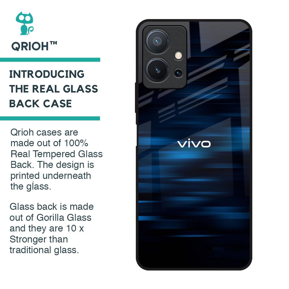 Blue Rough Abstract Glass Case for Vivo T1 5G