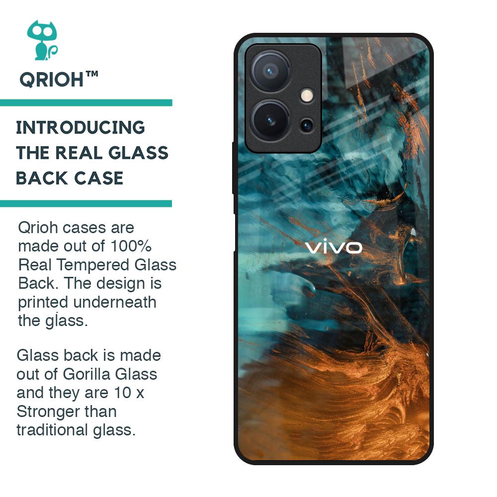 Golden Splash Glass Case for Vivo T1 5G