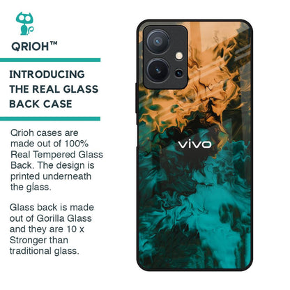 Watercolor Wave Glass Case for Vivo T1 5G