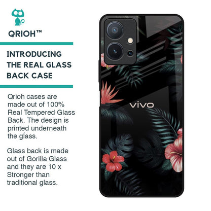 Tropical Art Flower Glass Case for Vivo T1 5G