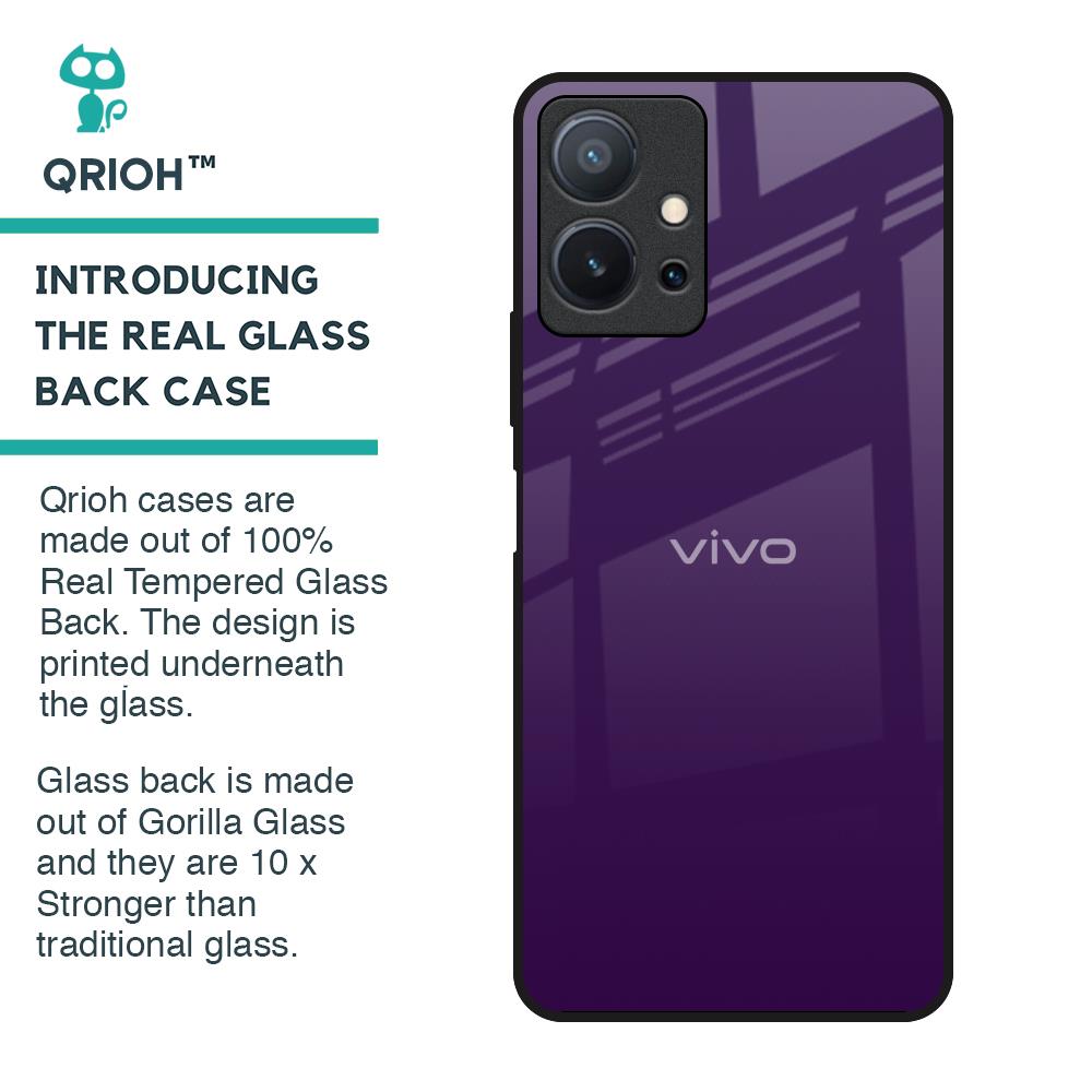 Dark Purple Glass Case for Vivo T1 5G