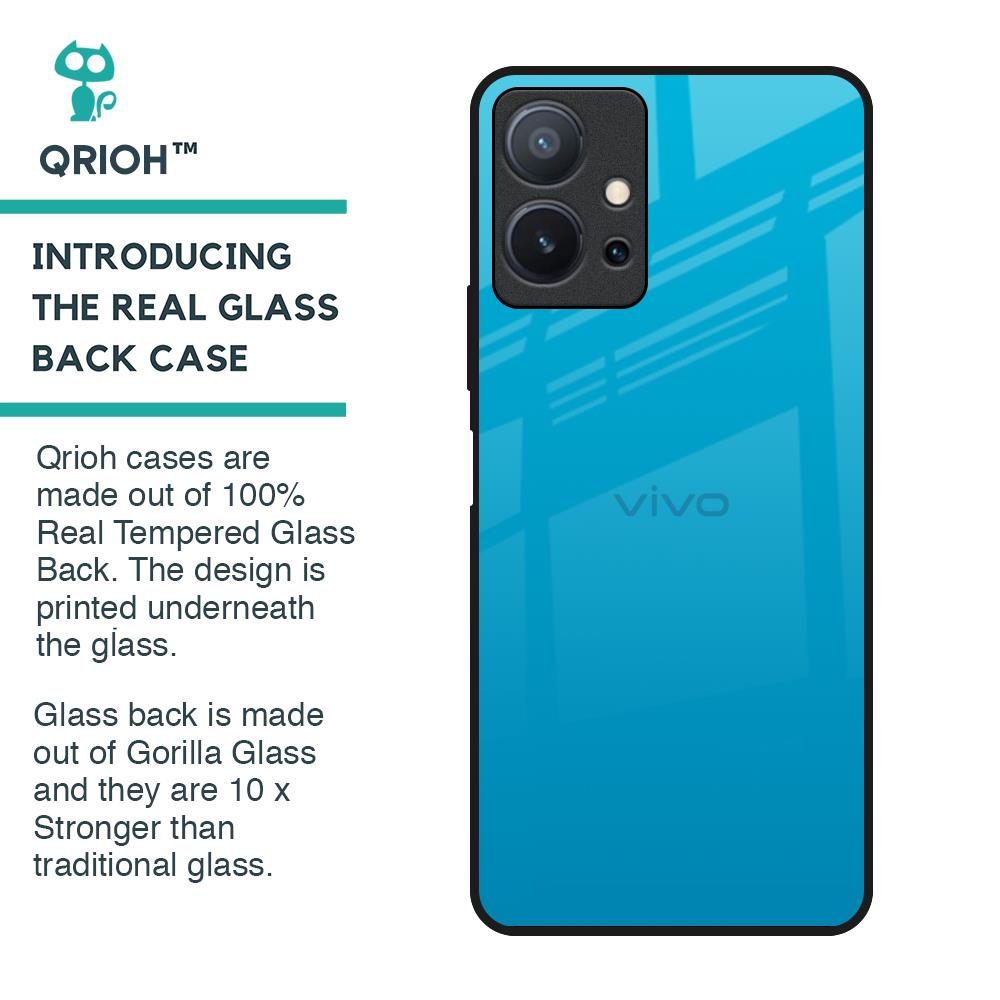 Blue Aqua Glass Case for Vivo T1 5G