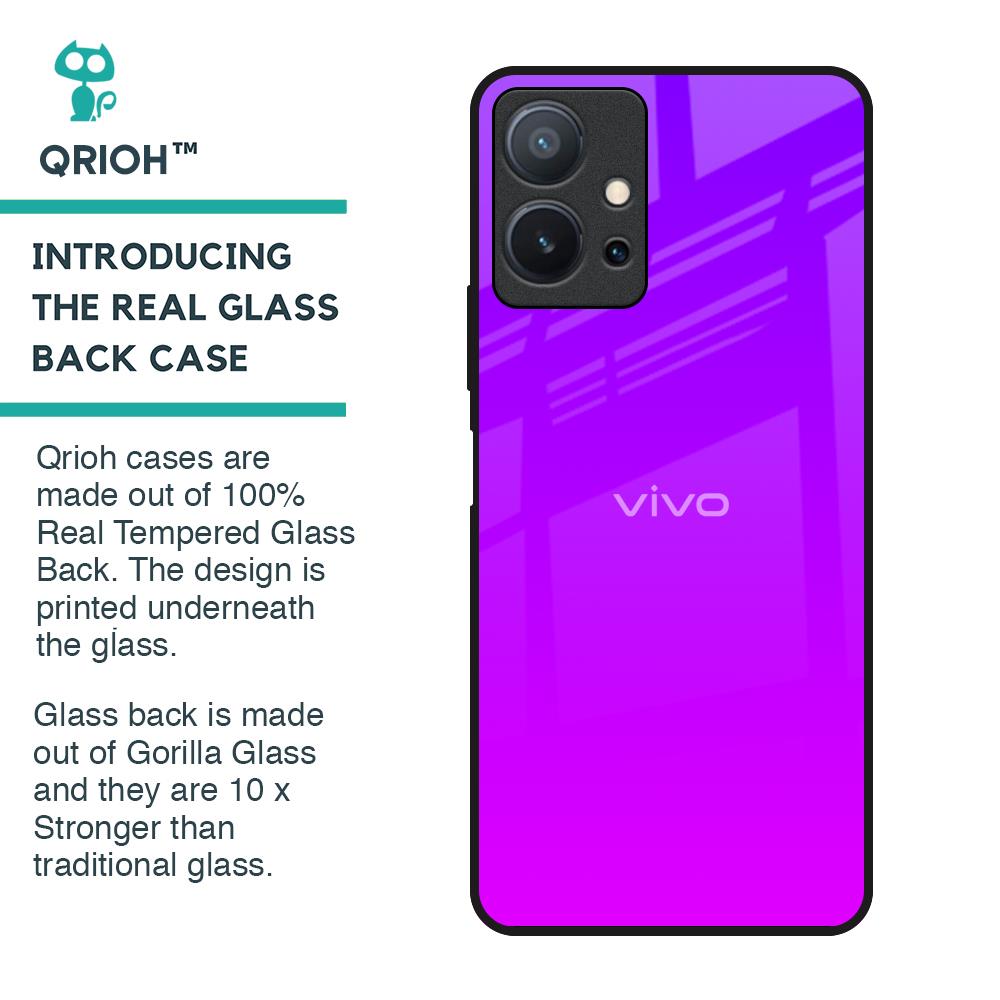 Purple Pink Glass Case for Vivo T1 5G