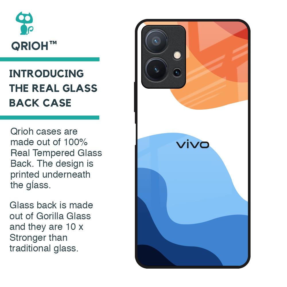 Wavy Color Pattern Glass Case for Vivo T1 5G
