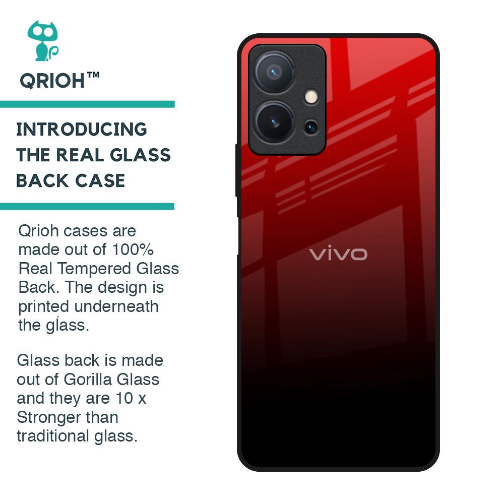 Maroon Faded Glass Case for Vivo T1 5G