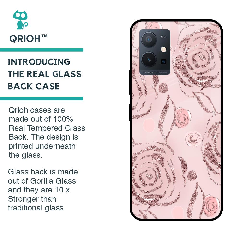 Shimmer Roses Glass case for Vivo T1 5G