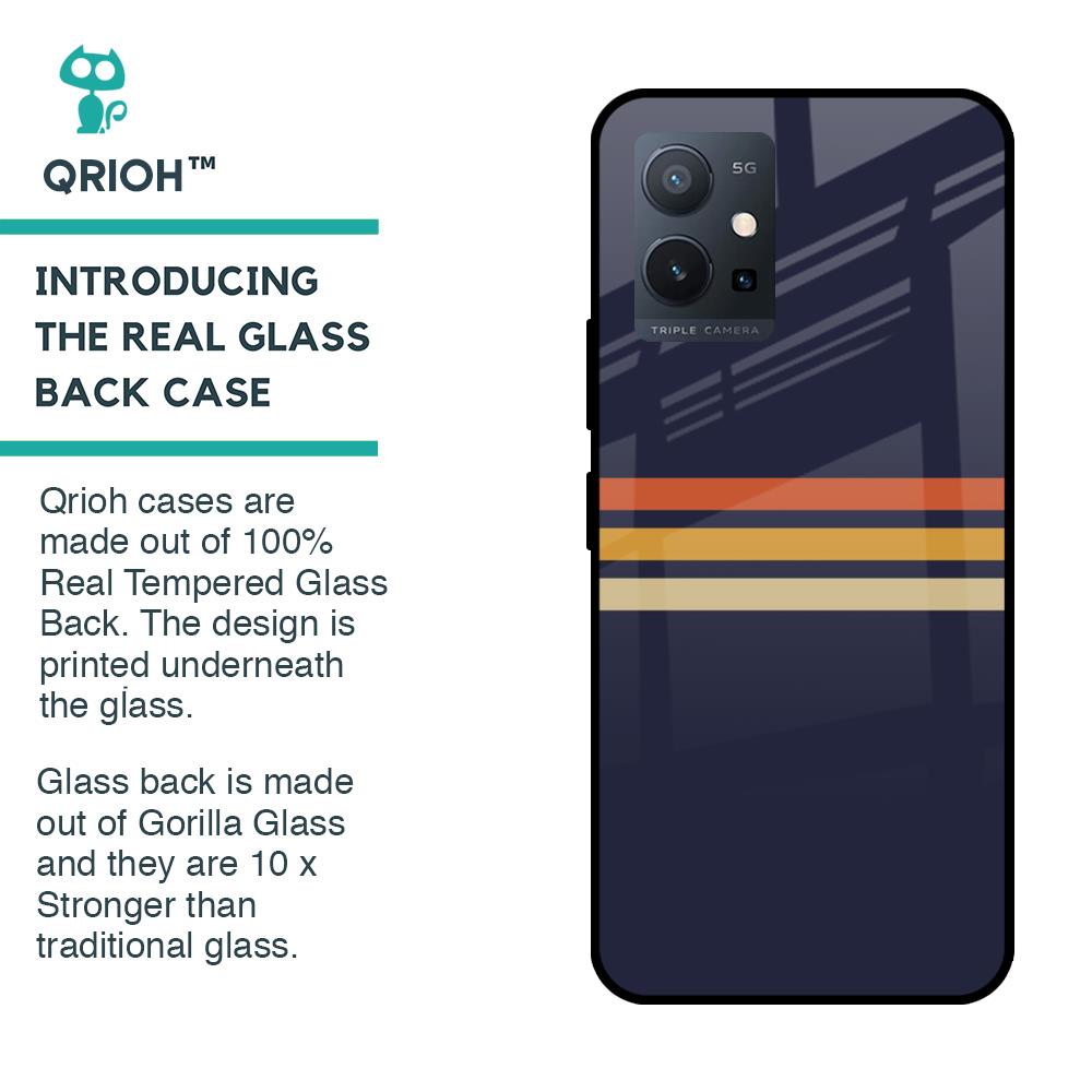 Tricolor Stripes Glass Case For Vivo T1 5G