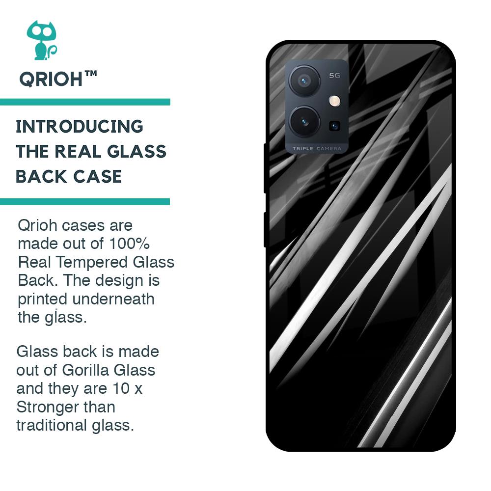 Black & Grey Gradient Glass Case For Vivo T1 5G