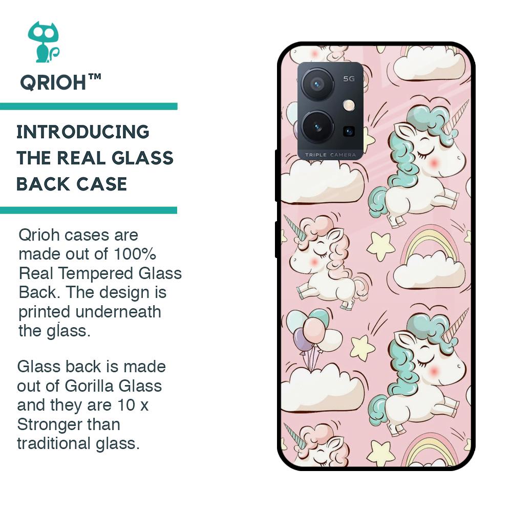 Balloon Unicorn Glass case for Vivo T1 5G