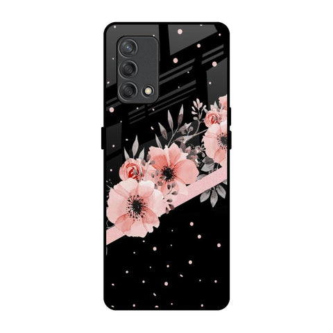 Floral Black Band Oppo F19s Glass Back Cover Online
