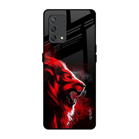 Red Angry Lion Oppo F19s Glass Back Cover Online