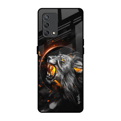 Aggressive Lion Oppo F19s Glass Back Cover Online