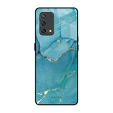 Blue Golden Glitter Oppo F19s Glass Back Cover Online
