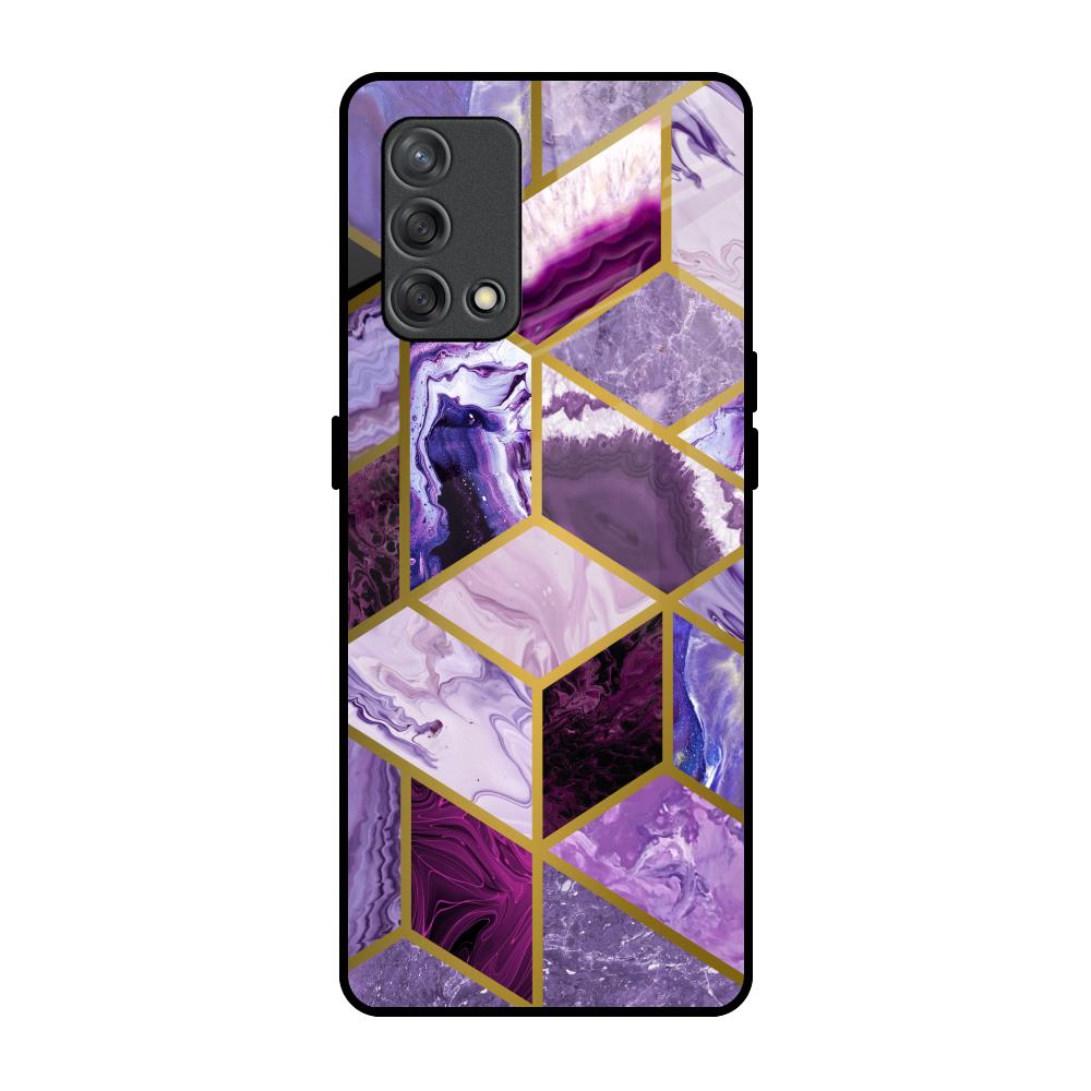 Purple Rhombus Marble Oppo F19s Glass Back Cover Online