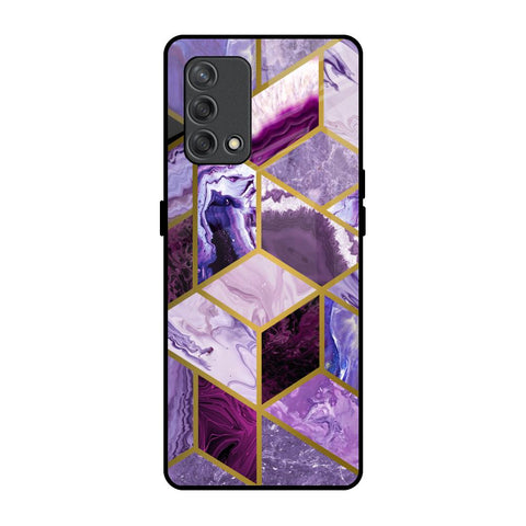 Purple Rhombus Marble Oppo F19s Glass Back Cover Online