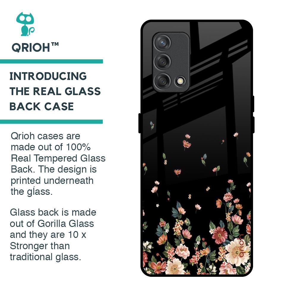 Floating Floral Print Glass Case for Oppo F19s