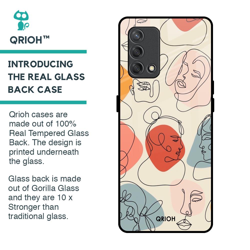 Abstract Faces Glass Case for Oppo F19s