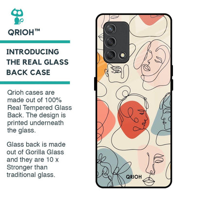 Abstract Faces Glass Case for Oppo F19s