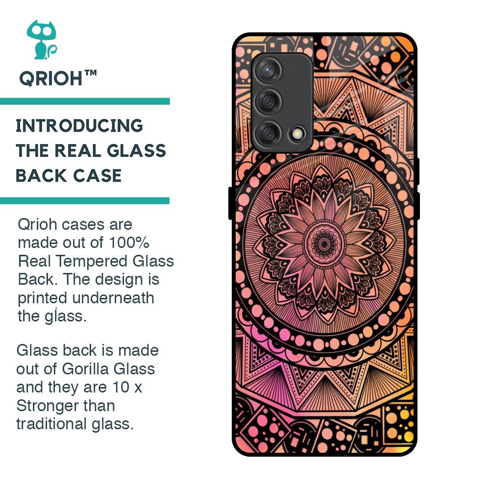 Floral Mandala Glass Case for Oppo F19s