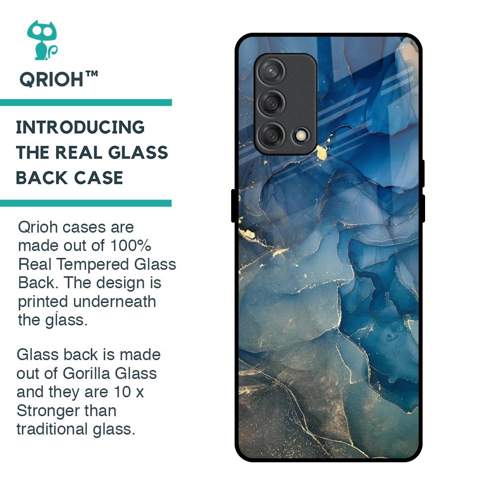 Blue Cool Marble Glass Case for Oppo F19s