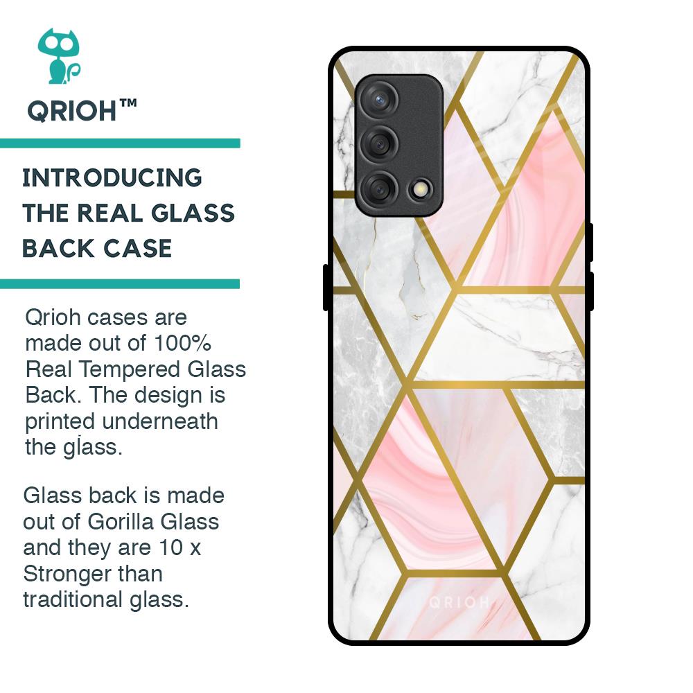 Geometrical Marble Glass Case for Oppo F19s