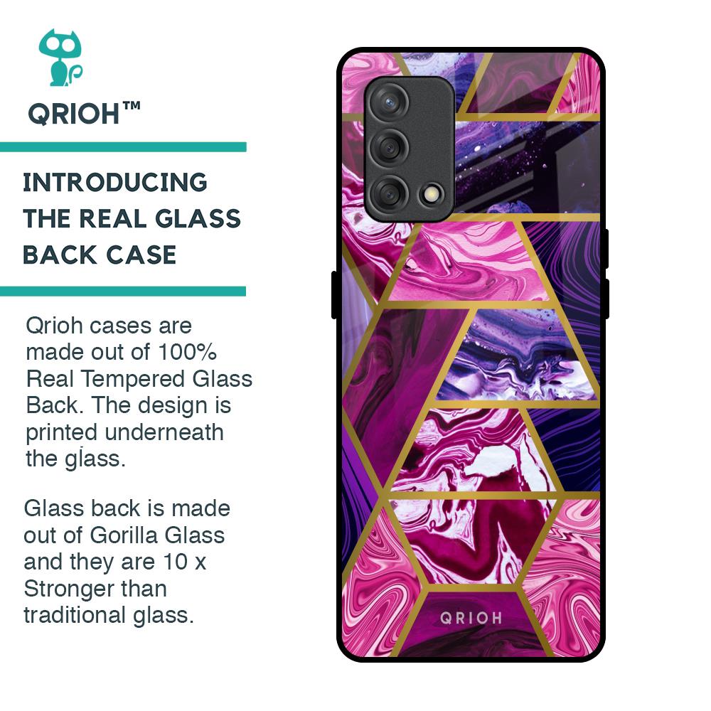 Electroplated Geometric Marble Glass Case for Oppo F19s