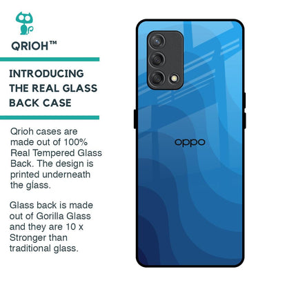 Blue Wave Abstract Glass Case for Oppo F19s