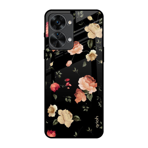 Black Spring Floral OnePlus Nord 2T 5G Glass Back Cover Online