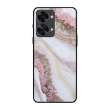 Pink & Gold Gllitter Marble OnePlus Nord 2T 5G Glass Back Cover Online