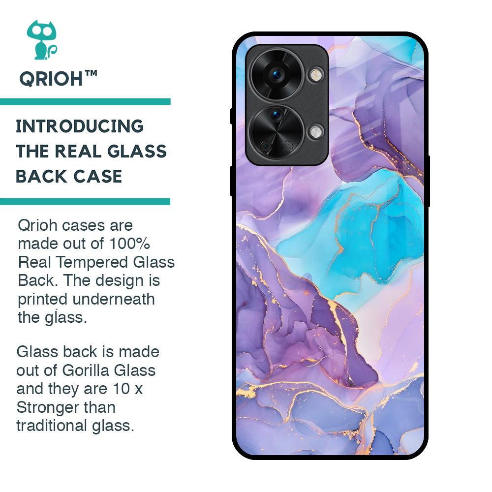 Alcohol ink Marble Glass Case for OnePlus Nord 2T 5G