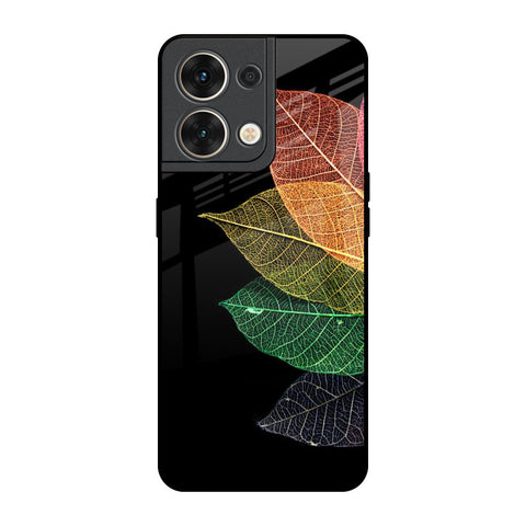 Colorful Leaves Oppo Reno8 5G Glass Back Cover Online