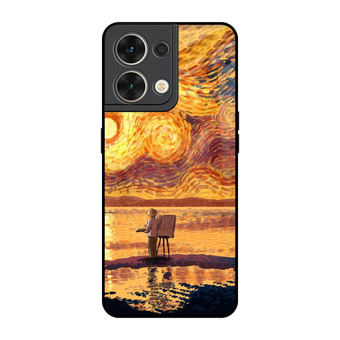 Sunset Vincent Oppo Reno8 5G Glass Back Cover Online
