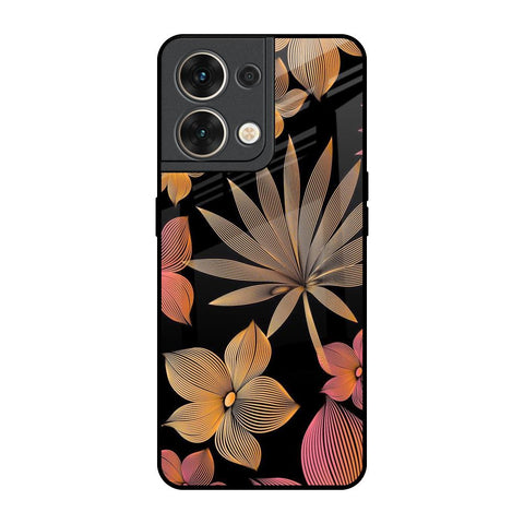 Lines Pattern Flowers Oppo Reno8 5G Glass Back Cover Online