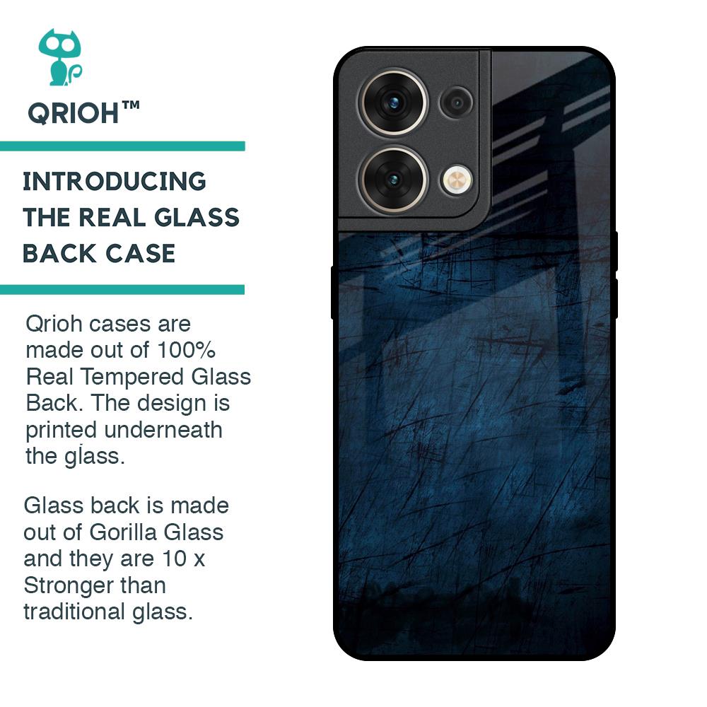 Dark Blue Grunge Glass Case for Oppo Reno8 5G