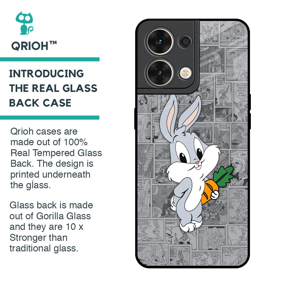 Cute Baby Bunny Glass Case for Oppo Reno8 5G