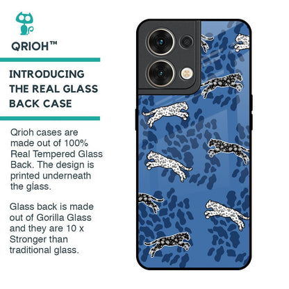 Blue Cheetah Glass Case for Oppo Reno8 5G