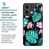 Tropical Leaves & Pink Flowers Glass Case for Oppo Reno8 5G