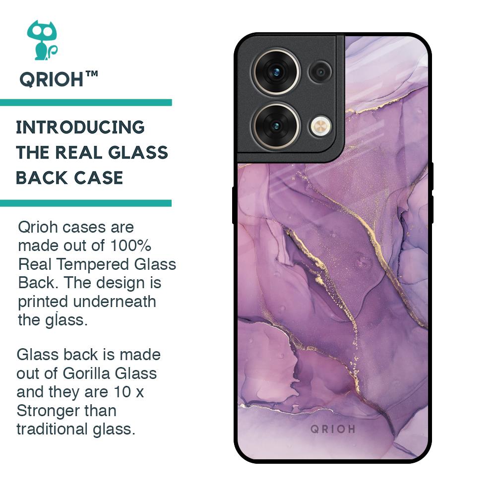 Purple Gold Marble Glass Case for Oppo Reno8 5G